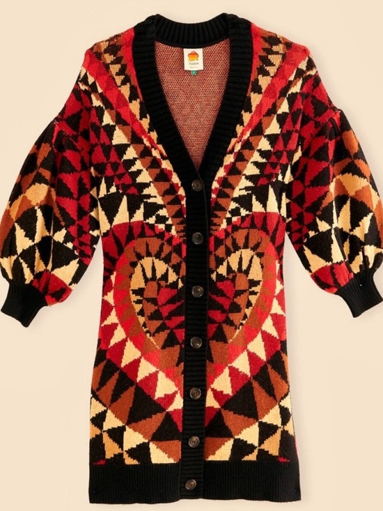 FARM Rio Sweaters - 🌺🎉HP🎉🌺 NWT Farm Rio Heart Deco Maxi Knit Cardigan